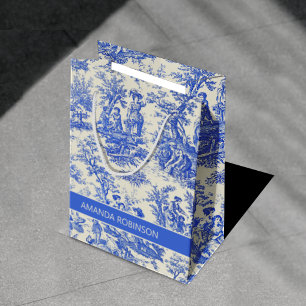 Elegant vintage blue toile de jouy