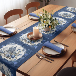 Elegant vintage Blue toile de jouy monogram
