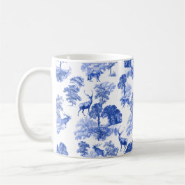 Elegant Vintage Blue Toile Hjort in Woodland Kaffemugg