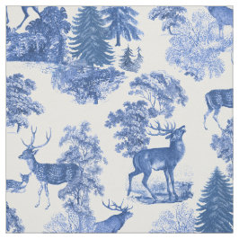 Elegant Vintage Blue Toile Hjort Woodland Tyg