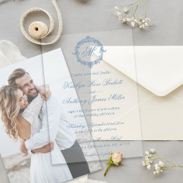 Elegant Vintage Blue Toile Monogram Wedding