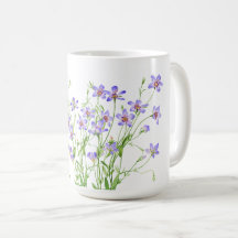 Elegant Vintage Blue Wildblommor Large Mugg