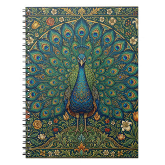 Elegant vintage bohemisk påfågeldesign anteckningsbok