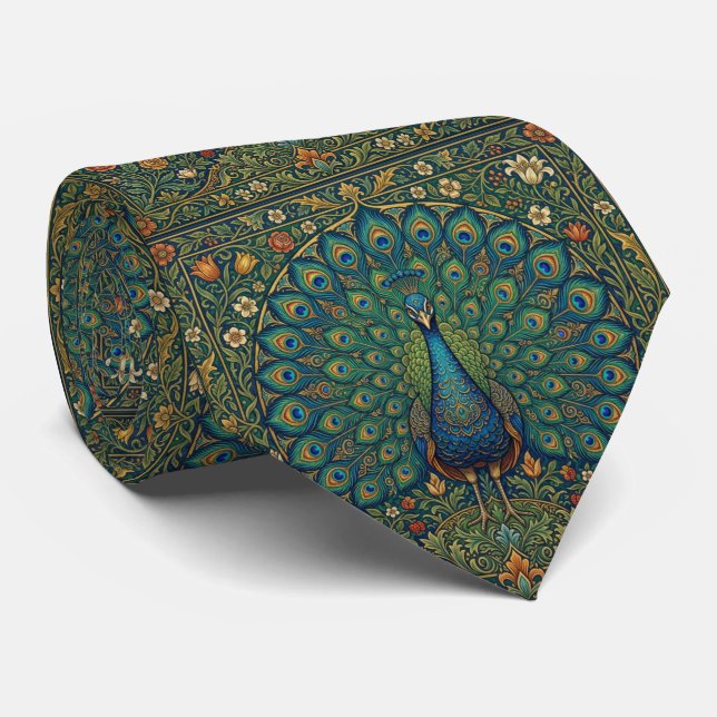 Elegant vintage bohemisk påfågeldesign slips (Rullad)