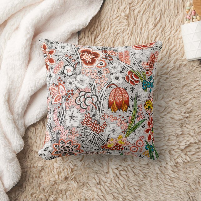Elegant Vintage Boho Abstrakt Blommig Konst | Kudde (Filt)