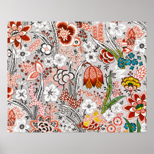 Elegant Vintage Boho Abstrakt Blommig Konst Poster