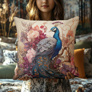Elegant Vintage Boho Victorian Decoupage Peacock Kudde