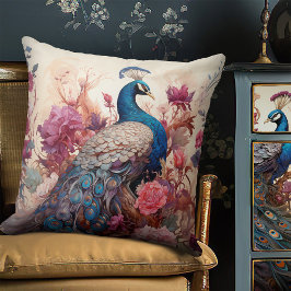 Elegant Vintage Boho Victorian Decoupage Peacock Kudde