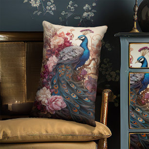 Elegant Vintage Boho Victorian Decoupage Peacock Lumbarkudde