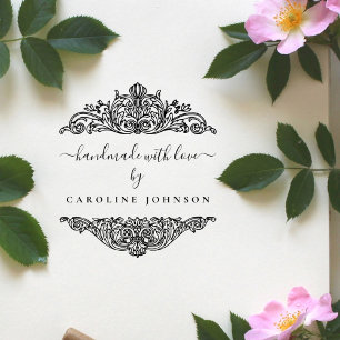 Elegant Vintage Botanica handgjord med Kärlek Anpa Stämpel