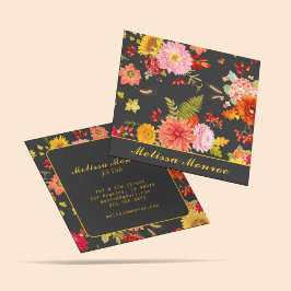 Elegant Vintage Botanical Wildblommor Colorful Fyrkantigt Visitkort