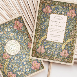 Elegant Vintage Botanical William Morris Bröllop Inbjudningar
