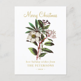 Elegant Vintage Botanisk jul Ro Flower Vykort