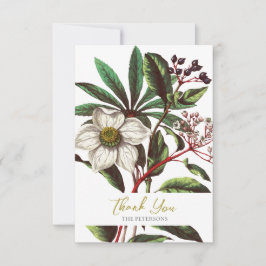 Elegant Vintage Botanisk Julros Blomma Tack Kort