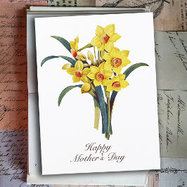 Elegant Vintage Botaniska blommor Gult Daffodils Vykort