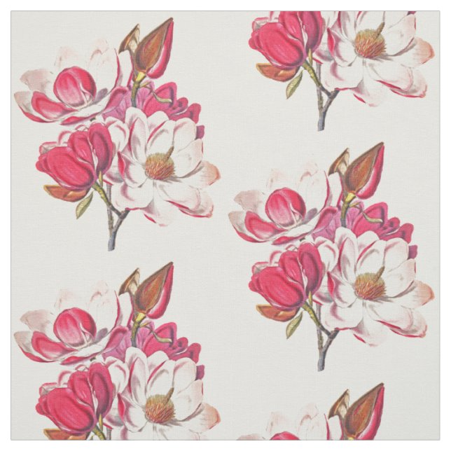 Elegant Vintage Botaniskt Magnolia Flower Tyg (Provkarta)