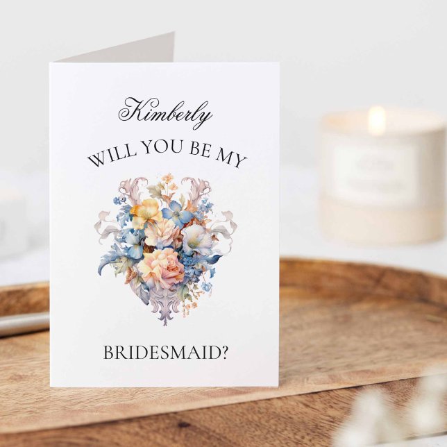 Elegant Vintage Bouquet Bridesmaid Frieri Inbjudan (Elegant Vintage Bouquet - Will you be my Bridesmaid card)