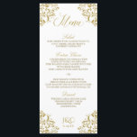 Elegant Vintage bröllop Menu | Nadine (Guld) Meny<br><div class="desc">Det här menykortet i elegant bröllop koordinerar perfekt med vår Nadine-inbjudan. Färg är inställt i guld, men du kan ändra färg i designen genom att ändra färg i bakgrunden. **HUR DU ÄNDRAR DIN DESIGN FÄRG** 1) Klicka på knappen "Anpassa". 2) Klicka på länken "ClICK TO CUSTOMIZE FURTHER" (KLICKA FÖR ATT...</div>