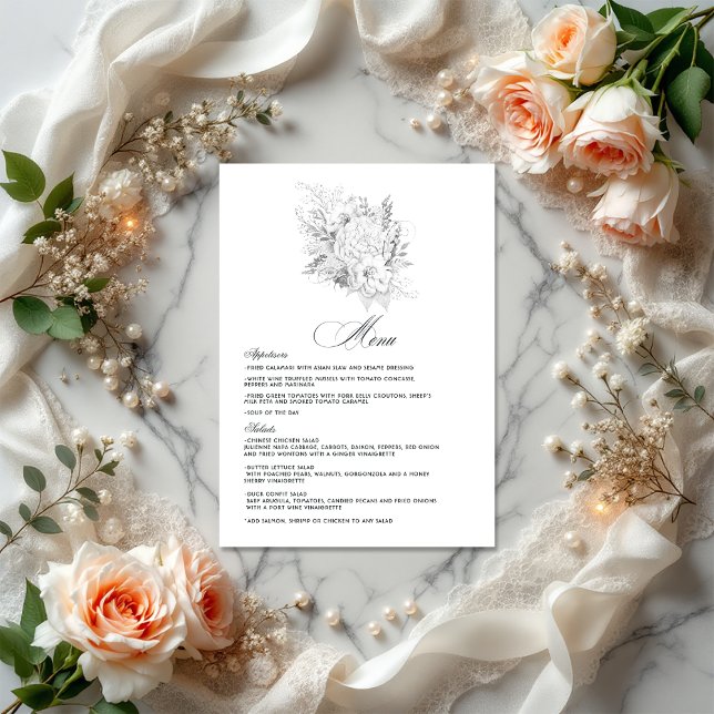 Elegant Vintage bröllop Meny (Elegant Vintage Wedding Menu)