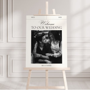 Elegant Vintage bröllop Välkomstsigneringsfotot Po Poster