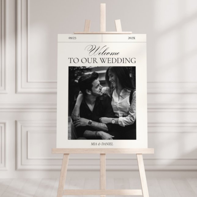 Elegant Vintage bröllop Välkomstsigneringsfotot Po Poster (Skapare uppladdad)