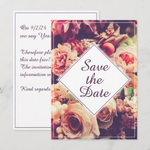 Elegant vintage bröllopsannonsering, blommotiv