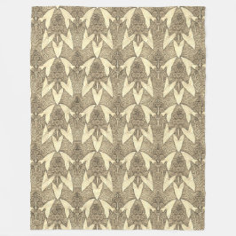 Elegant Vintage Brown Beige Art nouveau Blommigt Fleecefilt
