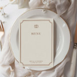 Elegant Vintage Brown & Ecru Classic Bröllop Menu Meny<br><div class="desc">Den raffinerade bruna nyansen, parad med neutralt ecru, skapar en palett fullt av stil och värme. Det klassiska skriptteckensnittet ger en sofistikerad beröring till menyn, med en förfining av tradition och förfining. Varje detalj är en del av den tidlösa elegansen. Den här menyn kommer på ett utmärkt sätt att komplettera...</div>