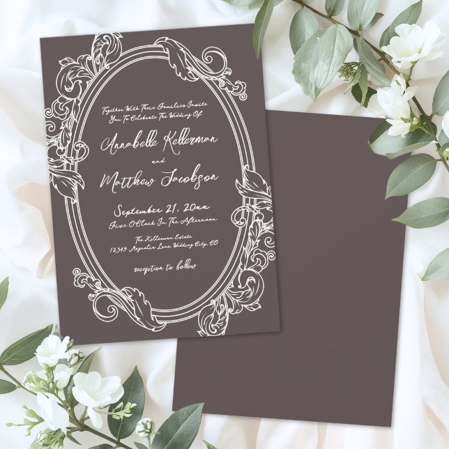Elegant Vintage Brun Bröllop Inbjudningar (Elegant Vintage Brown Wedding Invitation )