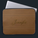 Elegant Vintage Brun utläder Laptop Sleeve<br><div class="desc">Fläderstift (bild av läder),  med anpassningsbar och monogram (valfritt),  med elegant</div>