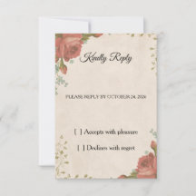 Elegant Vintage Burgunder Rosa Bröllop RSVP-kort