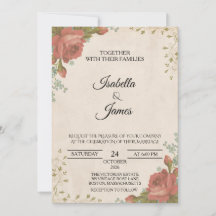 Elegant Vintage Burgunder Rosa Bröllopsinbjudan