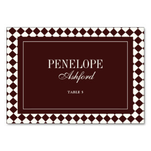 Elegant Vintage Burgundy Bröllopsplatskort Bordsnummer