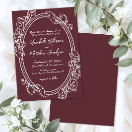Elegant Vintage Burgundy Wedding Inbjudningar