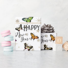 Elegant Vintage Butterflies & Stars Gott nytt år Presentpapper