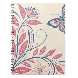 Elegant Vintage Butterfly & Blommigt bärbar dator Anteckningsbok