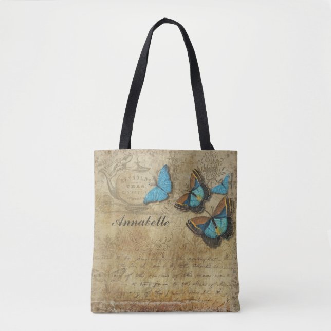 Elegant Vintage Butterfly Spread your Vingar Tote Tygkasse (Framsida)
