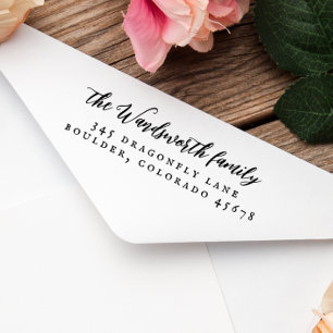 Elegant Vintage Calligraphy Rustic Returadress Stämpel