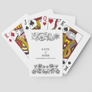 Elegant Vintage Calligraphy-skript Bröllopunskap Casinokort