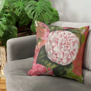 Elegant Vintage Camellia Blommigt Collage Kudde
