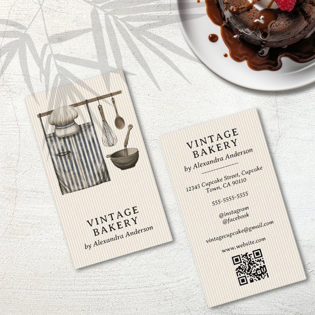 Elegant Vintage Chef's Equipment Visitkort (Elegant Vintage Chef's Equipment Business Card)