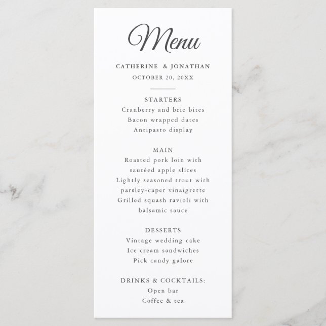 Elegant Vintage Chic Black White Toile Hjort Menu Program (Framsida)