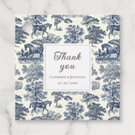 Elegant Vintage Chic Blue Horse Toile Bröllop Gåvor Etiketter