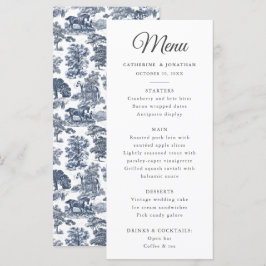 Elegant Vintage Chic Blue Horse Toile Menu Program