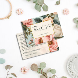 Elegant vintage chic persika påskliljor rosor  tack kort