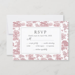 Elegant Vintage Chic Rosa  Toile Horse OSA Kort