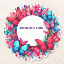 Elegant Vintage China blå röd bufffly