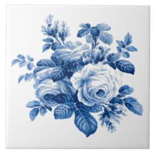 Elegant Vintage China Blue Ro Kakelplatta