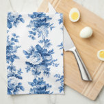 Elegant Vintage China Blue Ro Kökshandduk<br><div class="desc">Elegant och chic av romantiskt,  halvljusblått vintage ro och löv på ren vit bakgrund.</div>