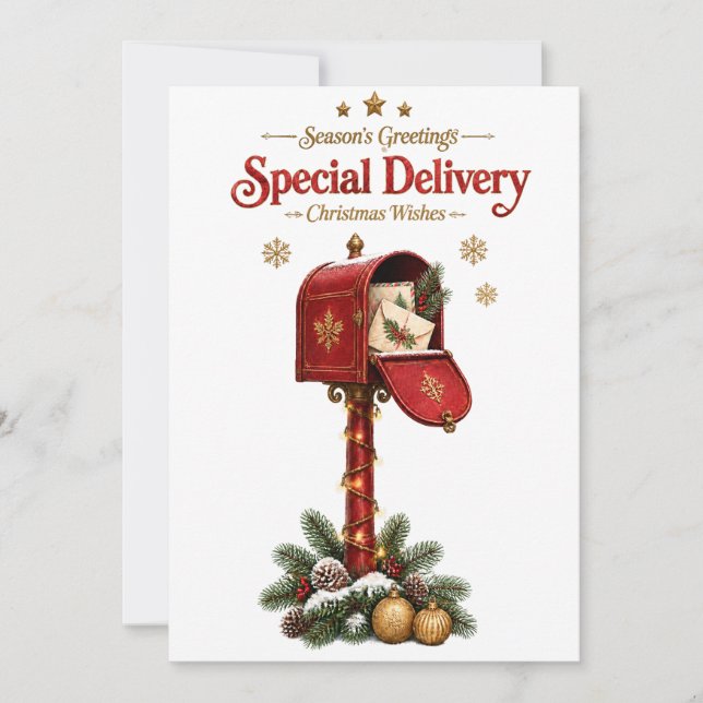 Elegant Vintage Christmas Card Julkort (Framsida)